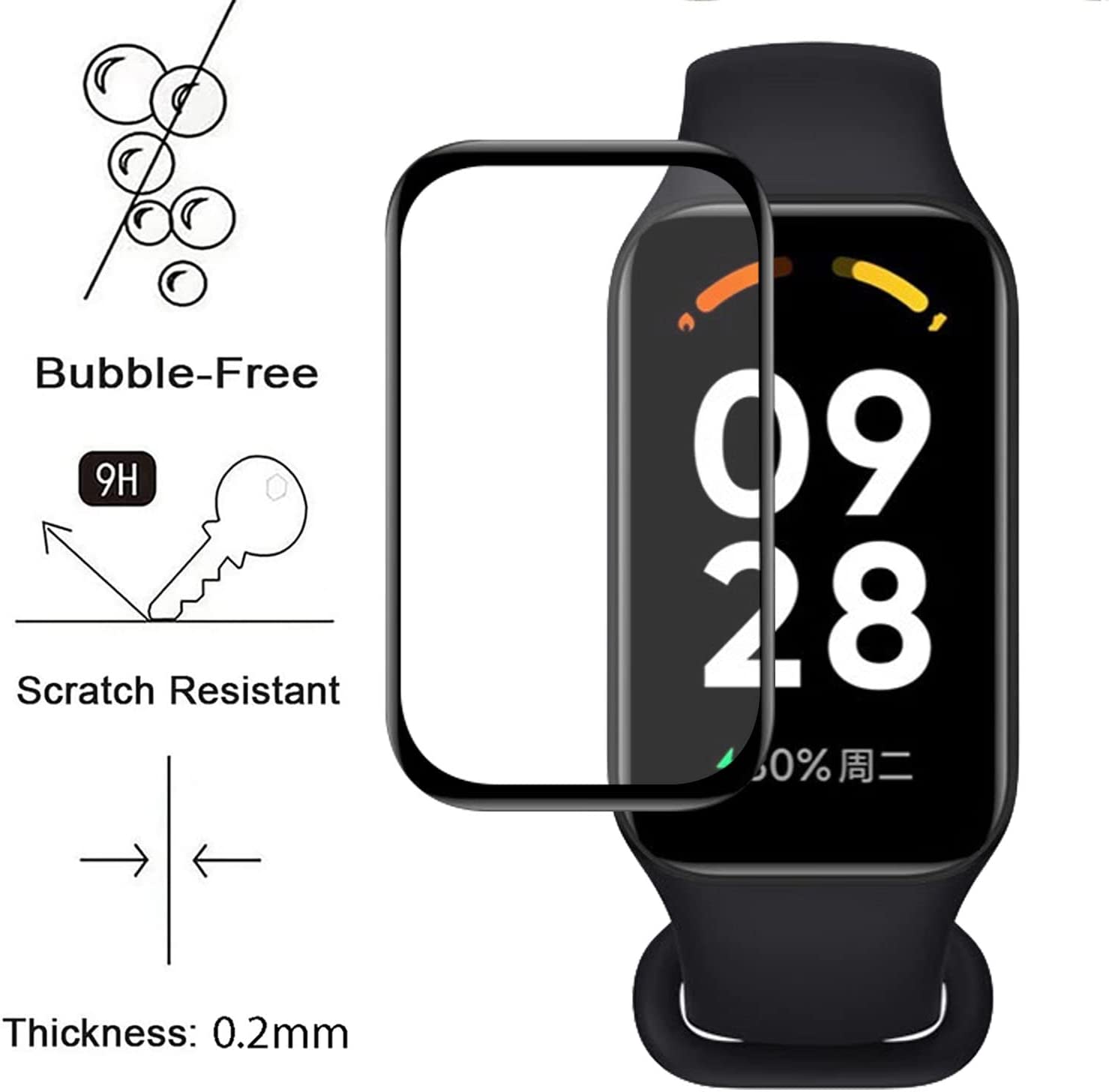 3D Curved Screen Protector For Redmi Band 2 Anti-scratch Screen Protective Film(1PC)