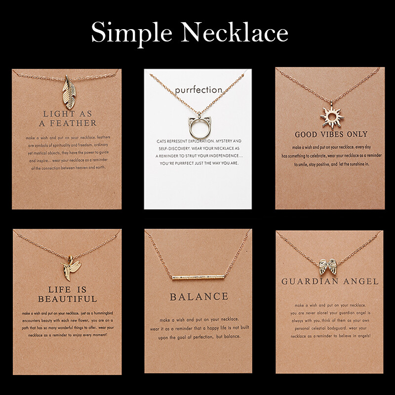 18 Style Fashion Geometry Round Necklace Sun Leaf Cat Ear Balance Bar Compass Pendant Gold Chain Charm Necklace for Women Bijoux Jewelry Accessories