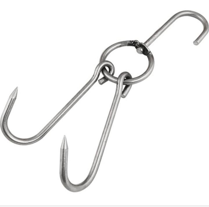 8 Inchi Stainless Steel Meat Hook Extra Thick   3 Head Meat Hook Thick 