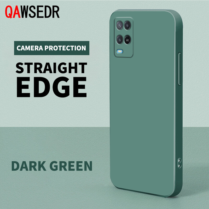 QAWSEDR Case For OPPO A54 4G Carema Protection Straight Square Edge Silicone Shockproof Phone Casing Soft Phone Case Square Cover