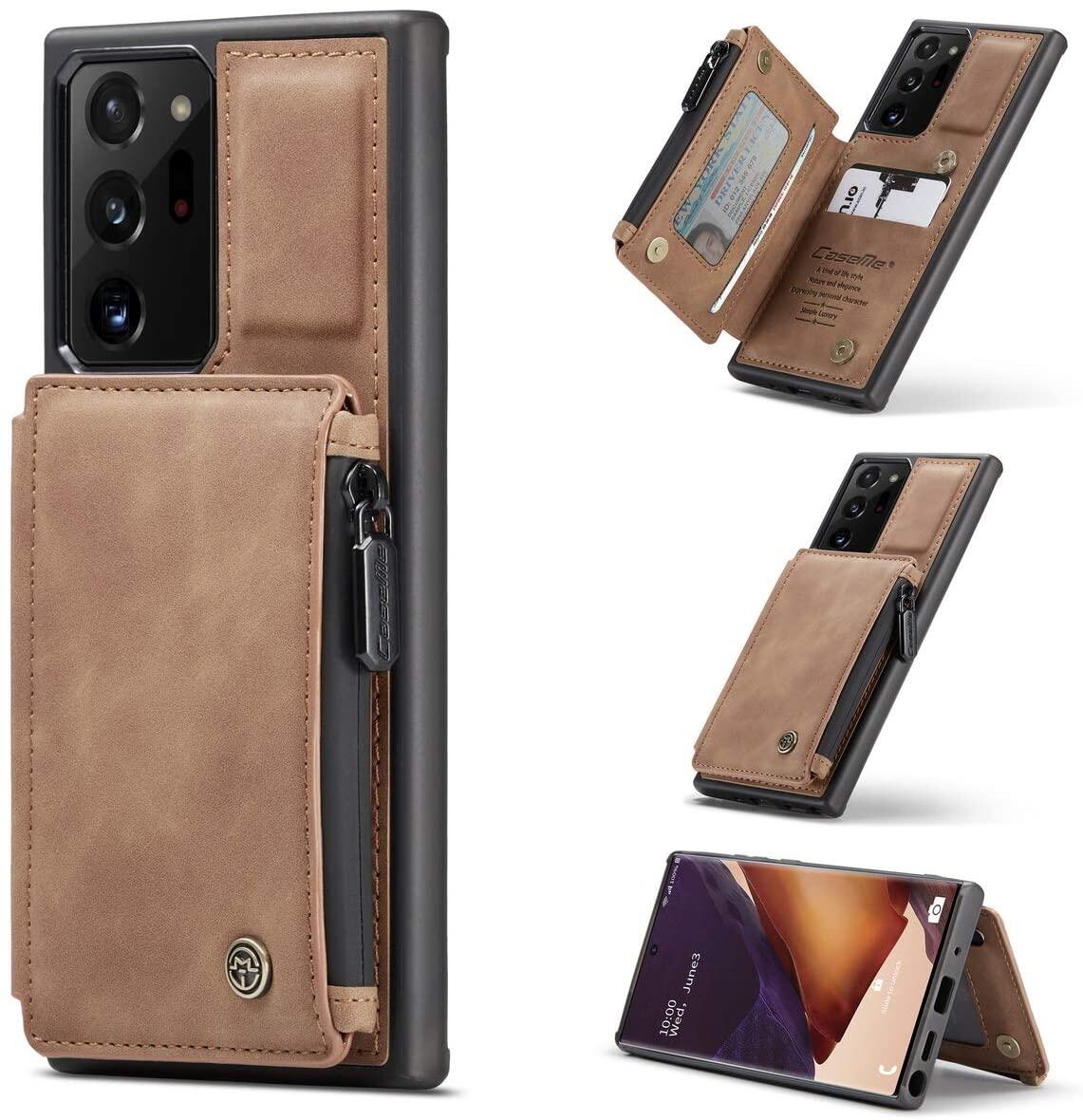 Galaxy Note 20 Ultra Wallet Case, Double Magnetic Clasp Zipper Purse PU Leather Wallet Case with Credit Card Slot Holder Back Flip Cover for Samsung Galaxy Note 20 Ultra / Note 20