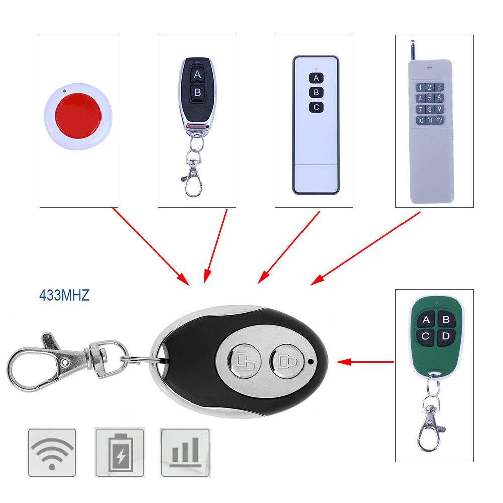433Mhz Wireless 2 Keys Copy Cloning Remote Control Universal Garage Door