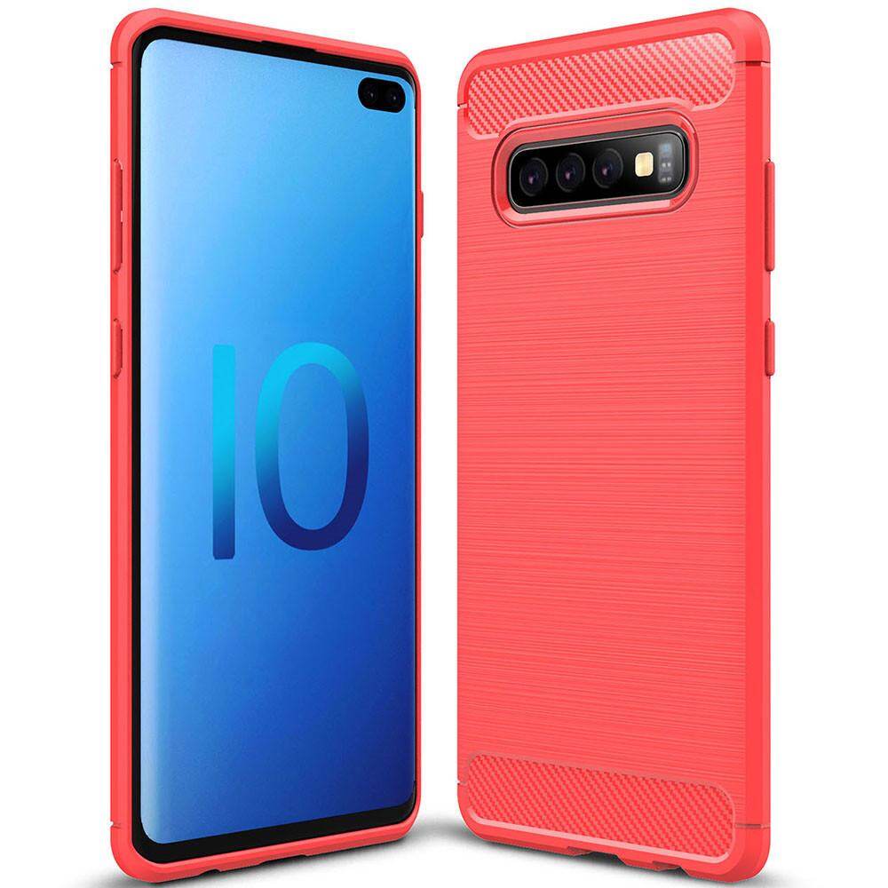 For Samsung Galaxy S10 / S10 Plus / S10e Phone Case, Silicone Protection Shock Absorption Cover and Carbon Fiber Design Casing