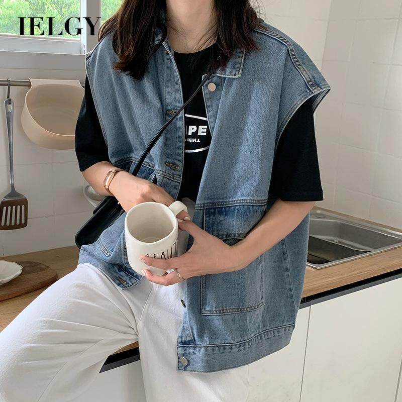 IELGY Harajuku style sleeveless loose denim jacket female Korean version