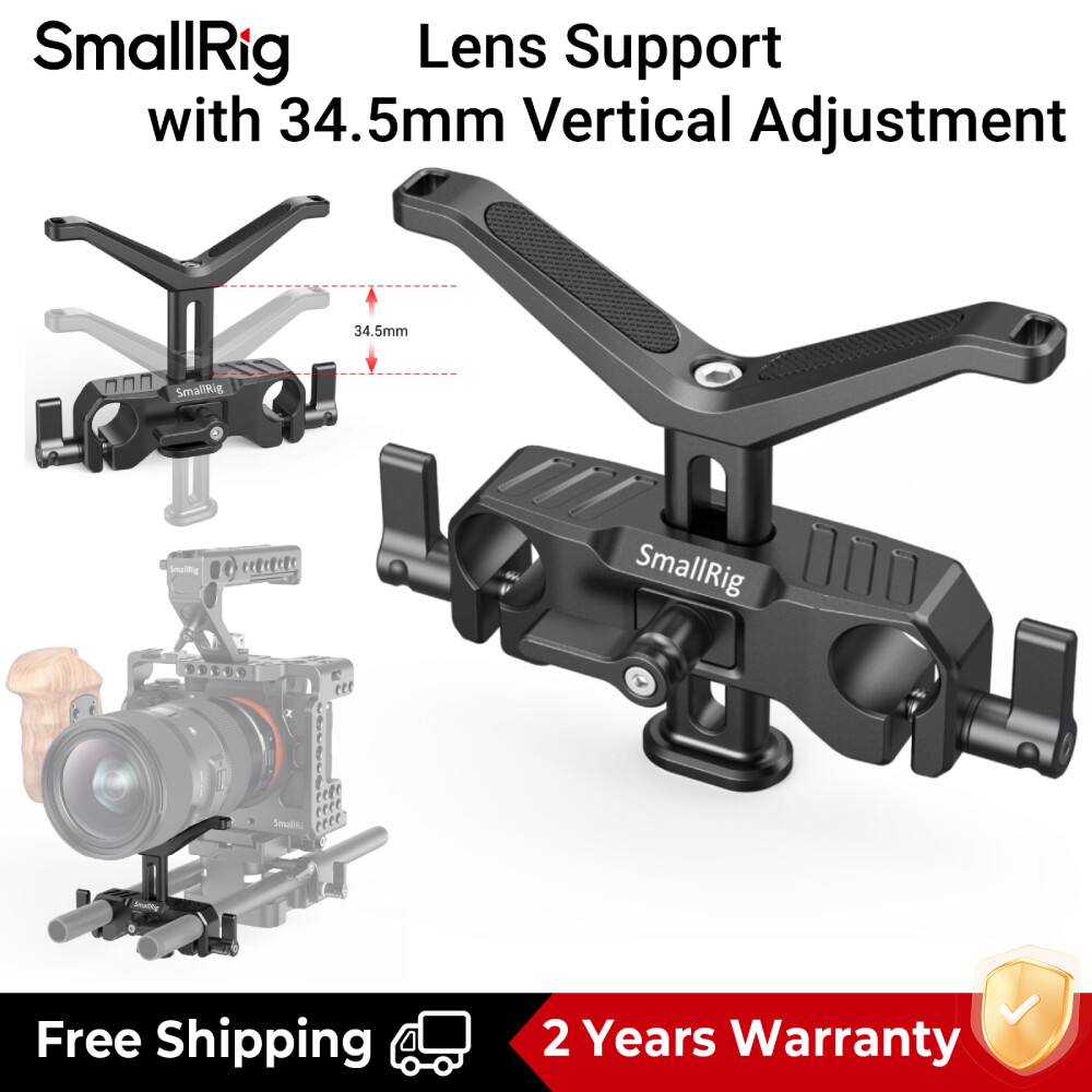 SmallRig Giá đỡ ống kính đa năng có phạm vi điều chỉnh chiều cao 34,5mm cho thanh LWS 15mm dành cho ống kính máy ảnh DSLR không gương lật BSL2680