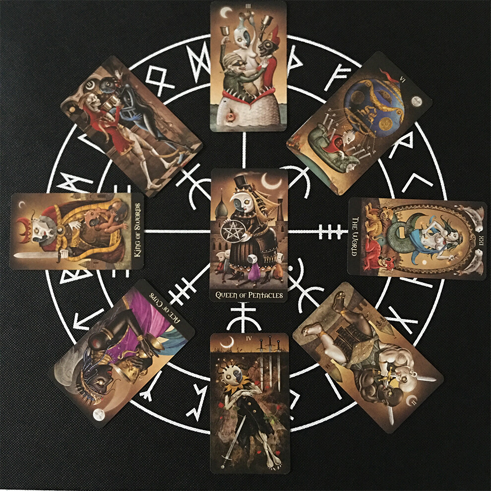 Bộ Bài Tarot Deviant Moon Kèm Sách Hướng Dẫn Bằng Giấy | Kích Thước Lớn Tiêu Chuẩn 12X7Cm | Bộ Bài Tarot 78 Tờ Và Sách Hướng Dẫn Phiên Bản Tiếng Anh | Tarot Oracle Card