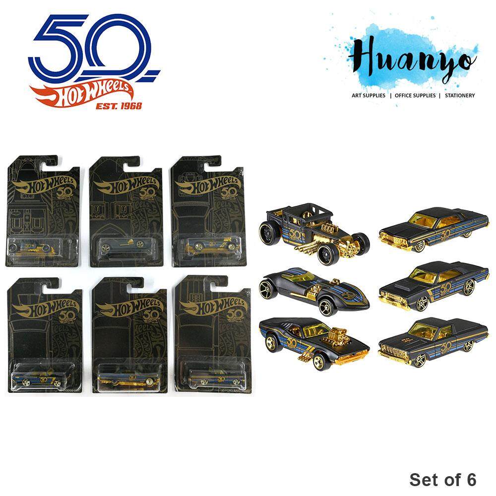 Hot Wheels 50th Anniversary Black and Gold Collection Car Series Set of 6 Toys for boys Lazada