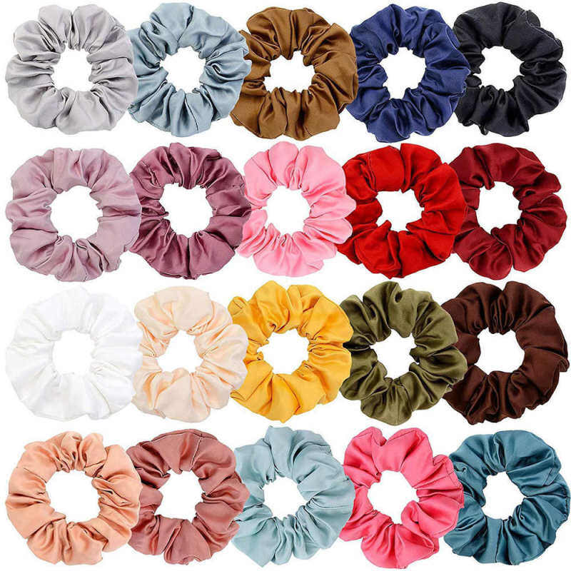 10 Chiếc Thời Trang Phối Màu Scrunchies Thun Cột Tóc Cho Nữ Đồng Màu Mũ Phụ Kiện Tóc cao cấp