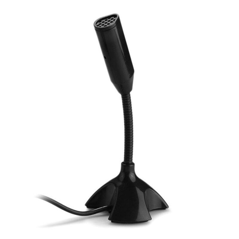 DHS USB Stand Mini Desktop Studio Speech Microphone for PC Laptop Notebook Black - intl