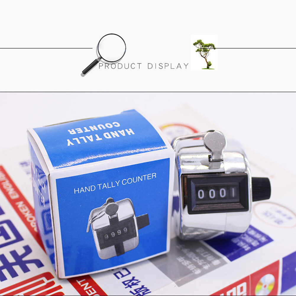Metal Digital Clicker Counter Handheld 4-Digit Manual Hand Tally Counters