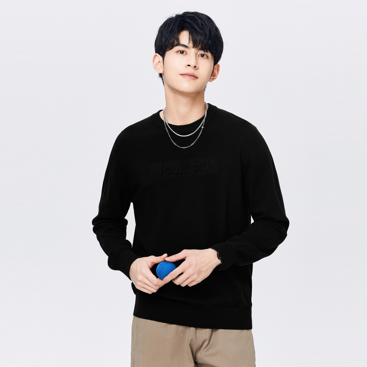 Semir Pullover Sweater for Men in Autumn Simple Solid Color Fit Comfortable Casual Versatile Sweater