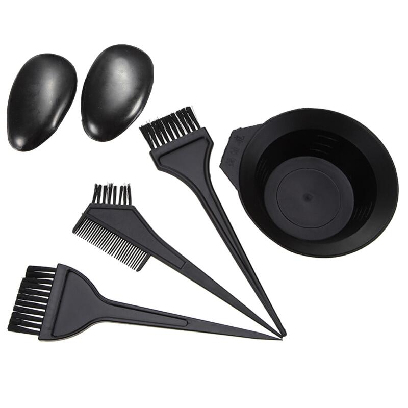 Hình ảnh Bộ dụng cụ nhuộm tóc bằng nhựa màu đen gồm 5 món bát đựng thuốc nhuộm+ đồ bịt tai+ 3 cây lược chải phù hợp dùng cho các salon tóc chuyên nghiệp - INTL