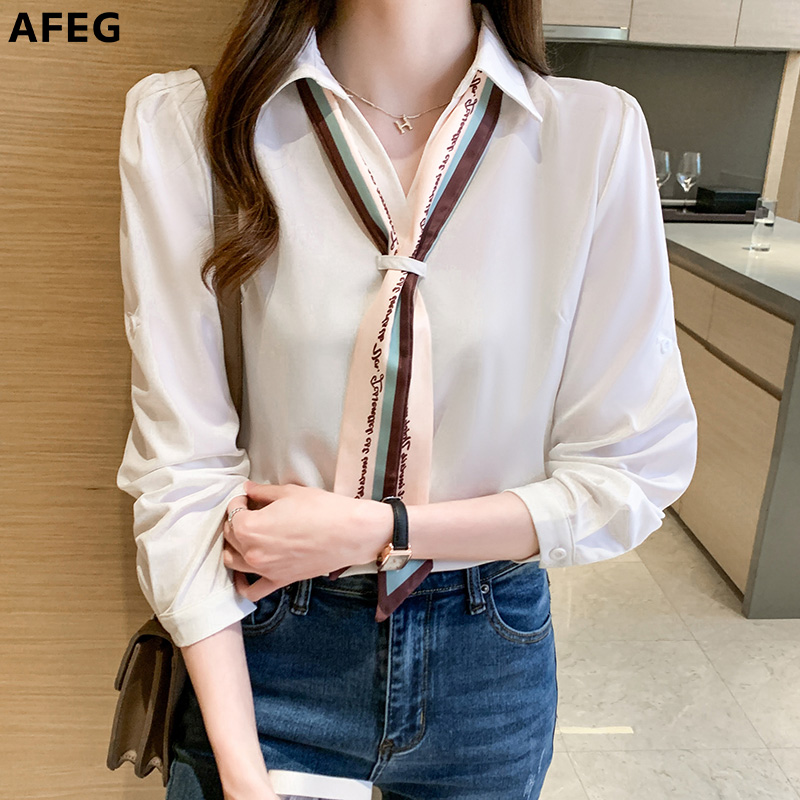 AFEG new style long-sleeved commuter solid color streamer temperament ...