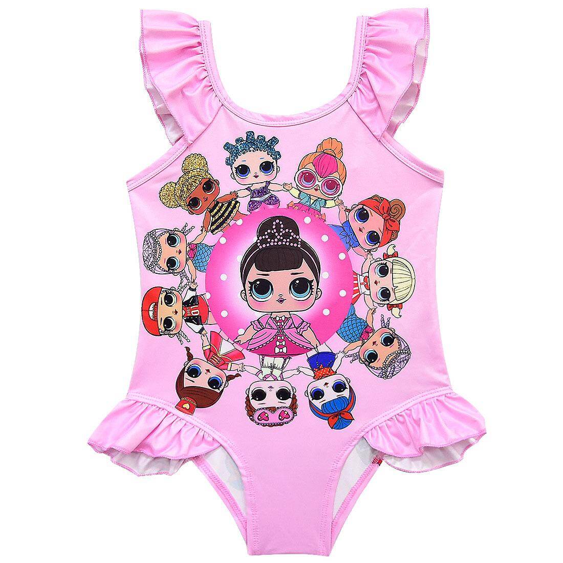 Anak Anak Gadis Satu Potong Kaos Gambar Kartun Baju Renang Anak Anak Pakaian Mandi Berenang Suit Anak Kostum