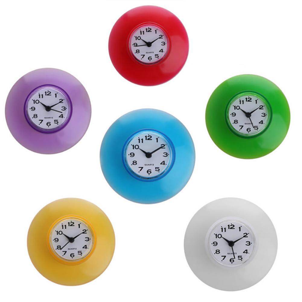 Terylin Waterproof Bathroom Kitchen Round Suction Cup Refrigerator Wall Clock Decoration