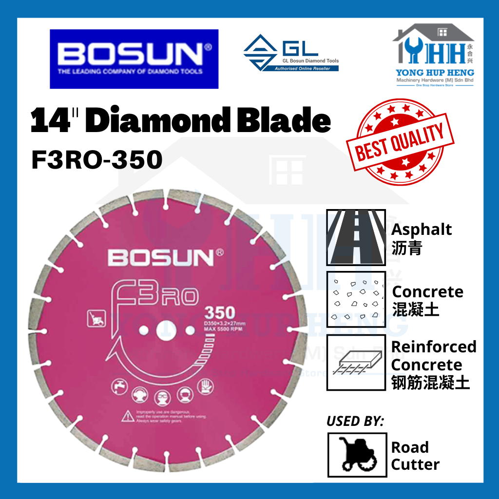 BOSUN 14" / 350MM Diamond Wheel Disc Blade / Cutting Asphalt & Concrete