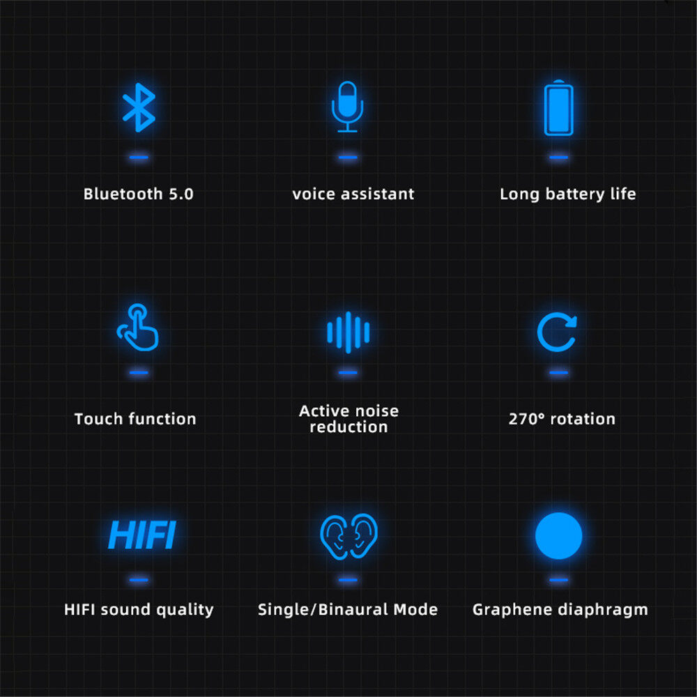 ME-100 Single Business Ear-Hook Wireless Bluetooth Headset 5.0  Touch Control Earphone Noise Canceling Stereo Earphone for Huawei Samsung Oppo