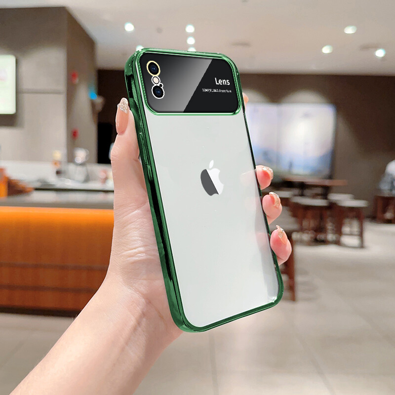 For iPhone XS Max 6 7 8 Plus X XR Phone Case,Electroplated Large Window TPU Soft Shell