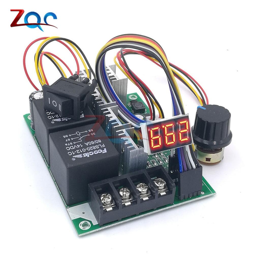 Pwm dc motor speed controller dc 10 -55v digital led display 0 -100% adjustable drive module input max 60a 12v 24v 36v 48v