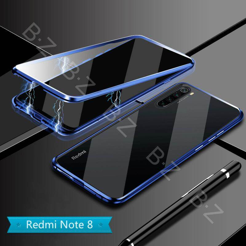 For Xiaomi Redmi Note 8 Magnetic Case 360 Front+Back double-sided 9H Tempered Glass Case For Xiaomi Redmi Note 8 Metal Bumper Case