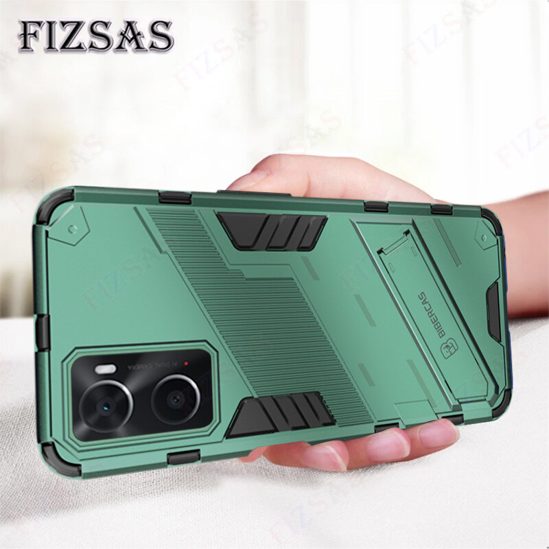 For oppo a76/a96 phone case soft tpu edge + hard pc phone case luxury anti-fall bracket back cover armor shell shockproof stand casing