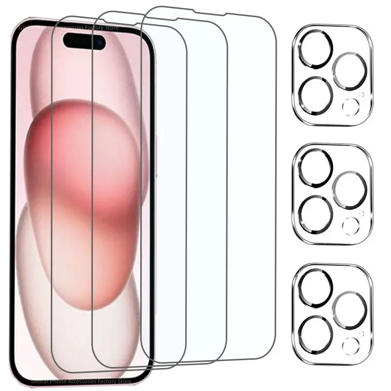 3 cái Miếng dán màn hình cho iPhone 12 13 15 Pro Max Máy ảnh Mini bảo vệ ống kính cho iPhone 11 14 Pro Max bọc hoàn toàn kính cường lực