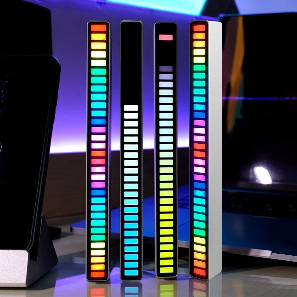 Car RGB Voice Control Synchronous Rhythm Light Colorful Music Atmosphere Light 32 LED 200 Kinds Strobe Mode Music Rhythm Lamp Automobile Ambient Decoration Lamp