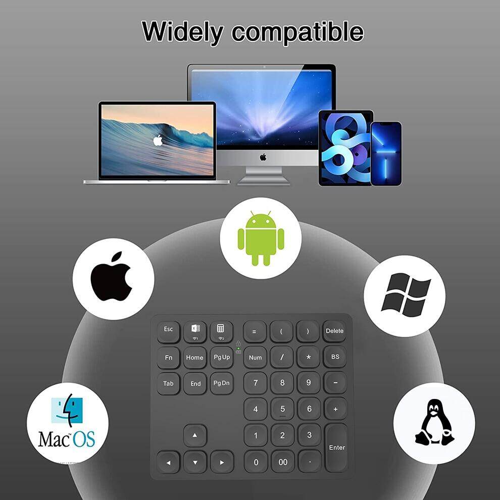 JOMAA Numeric keyboard Wireless Numeric Keypad Rechargeable 35Keys Numpad for Accounting Laptop Notebook Tablets PC Digital Keyboard
