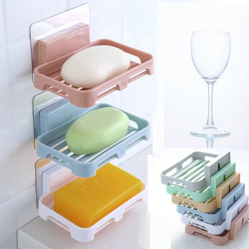 Hộp Xà Phòng Phòng Tắm Dán Liền Mạch Lắp Đặt Đơn Giản Móc Treo Tường Giá Đựng Xà Phòng