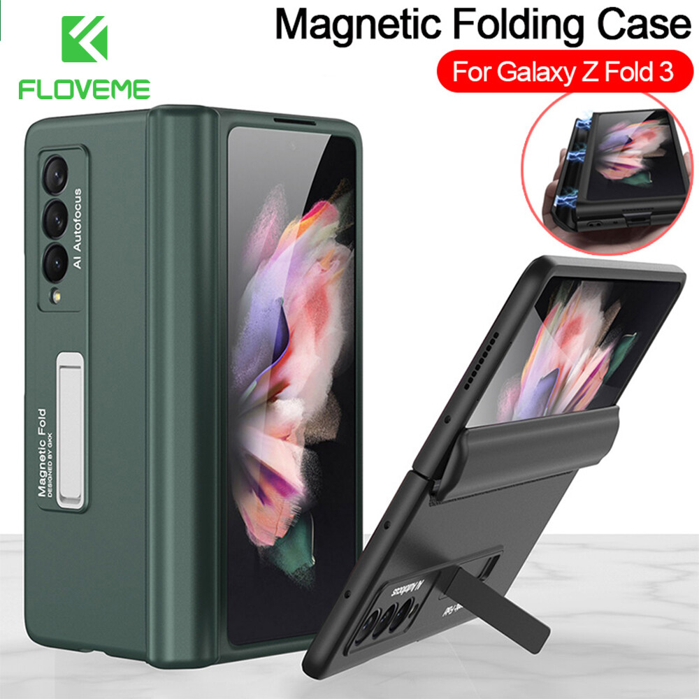 FLOVEME For Samsung Galaxy Z Fold 6 Z Fold 5 Fold 4 Fold 3 5G Magnetic Adsorption Bracket Ultra Thin Hard Plastic Phone Cover For Galaxy Z Fold 6 Z Fold 5 Fold 4 Fold 3
