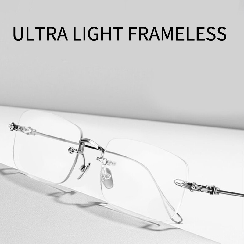 Frameless Myopia Glasses Anti-Blue Light Glasses Square Frame Glasses PTQ