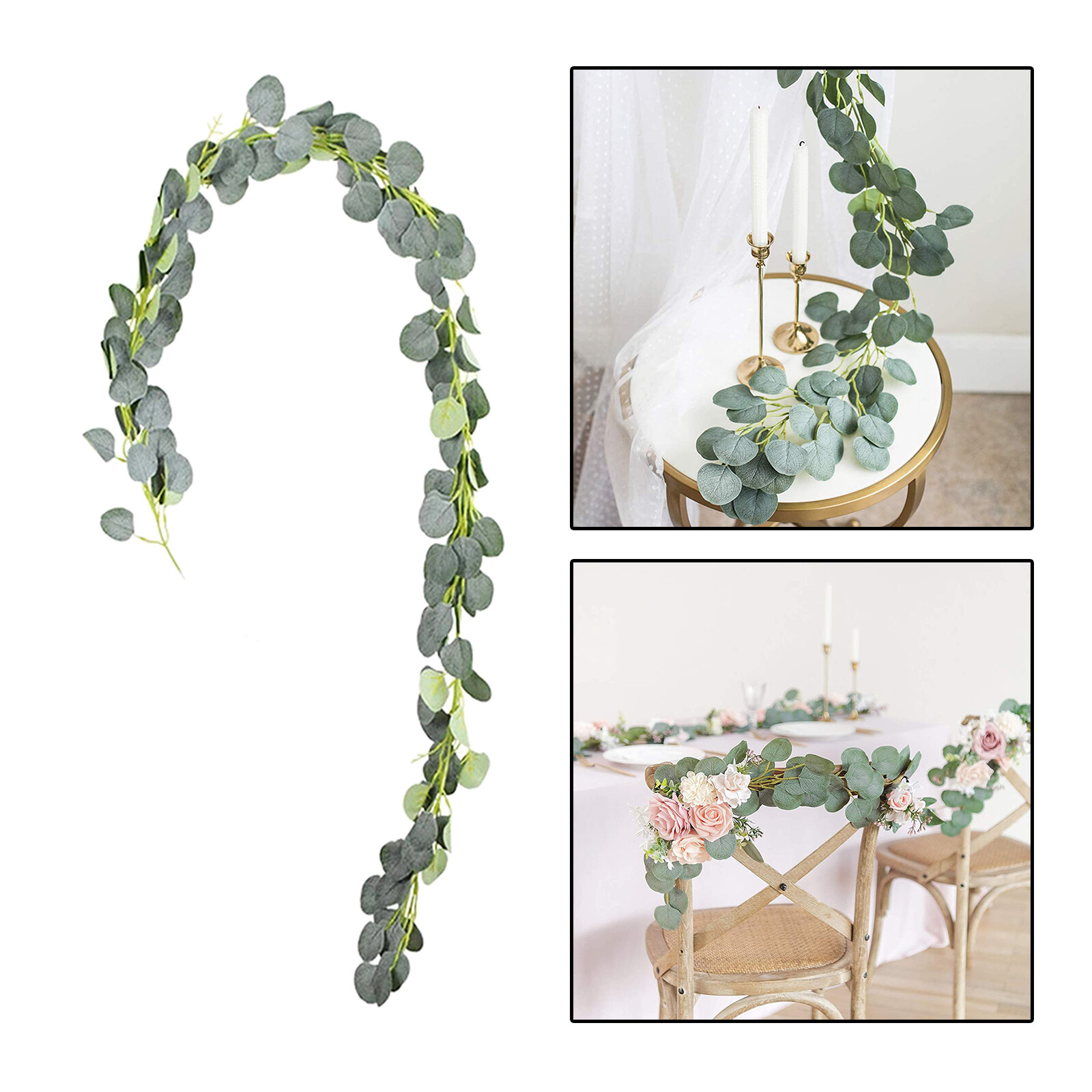 Lazarastores vòng hoa bạch đàn nhân tạo 6,6ft cây xanh lá bạch đàn bạc giả cây dây leo, trang trí vườn tường vòm cho tiệc cưới tại nhà