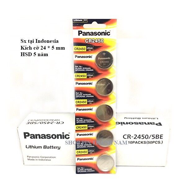 Pin CR2450 Panasonic chính hãng vỉ 5 viên