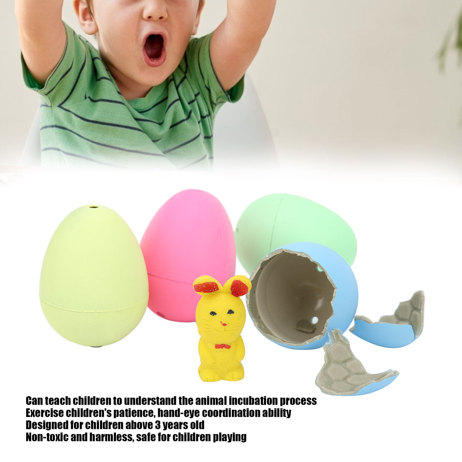 4Pcs Easter ไข่เติบโตสำหรับกระต่ายเด็ก Incubation Grow น้ำเด็กของเล่นเด็กวัยหัดเดิน