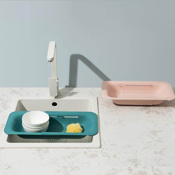 Vision Drain Basket Sink Rack Retractable Plastic Vegetable Sink Drain Rack Kitchen Supplies Sink Washing Basket Telescopic Washing Basket Washing Fruit Vegetable Basket