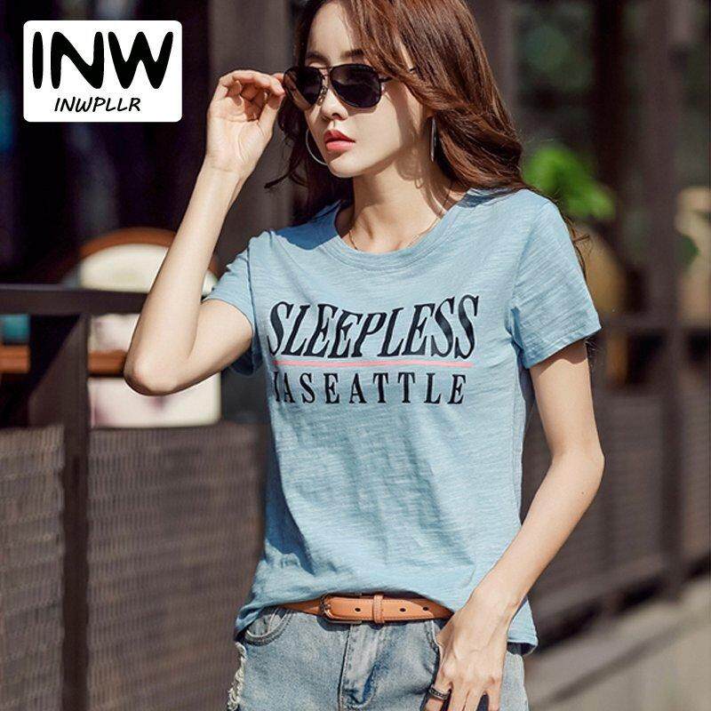 Inwpllr New Arrival Fashion Women T Shirt Plus Size Short Sleeve Tshirts Letter Print T Shirt Casual Cotton Tops Tees For Women Lazada Singapore