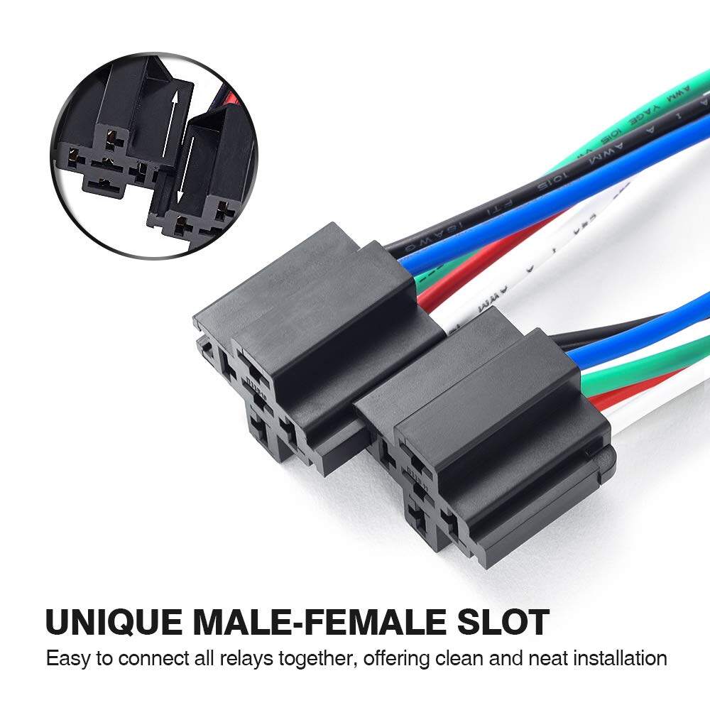 30A ATO//ATC Blade Fuse Automotive-6 Pack 12V Fuse Relay Switch Harness Set