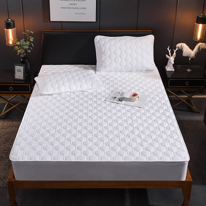 Elastic Soft Comfortable Mattress Protector (Four strips at corner) Fitted Bedding Sheet Machine Washable Queen King