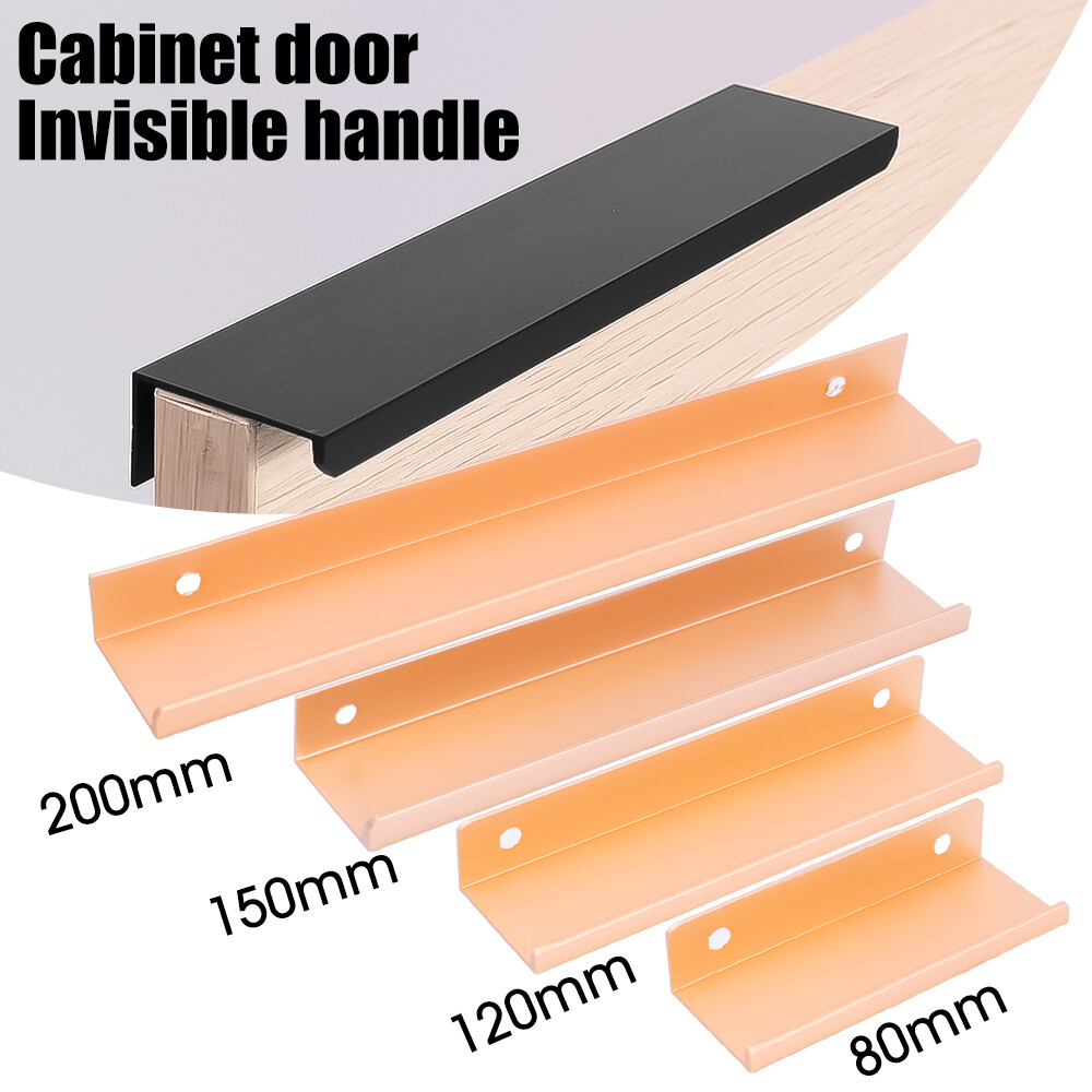 Black Hidden Cabinet Pulls Aluminum Alloy Kitchen Cupboard Handles Drawer Knobs Furniture Handle Bedroom Hardware