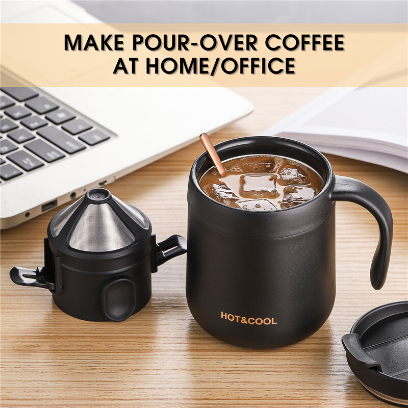 BINCOO Coffee Filter 304 Stainless Steel  Double-layer Drip Coffee Dripper Foldable Tea Infuser Mesh Paperless Portable Holder