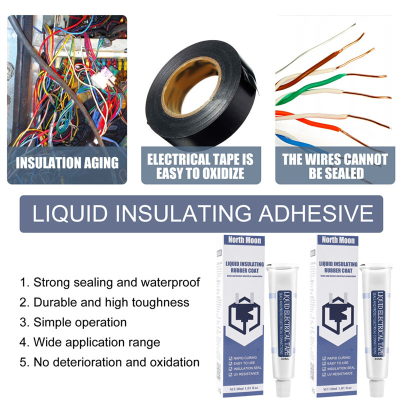 30ML Liquid Insulation Paste Electrical Wire Cable Coat Fix Line Glue Waterproof Protection Sealed Repair Rubber Liquid Tape