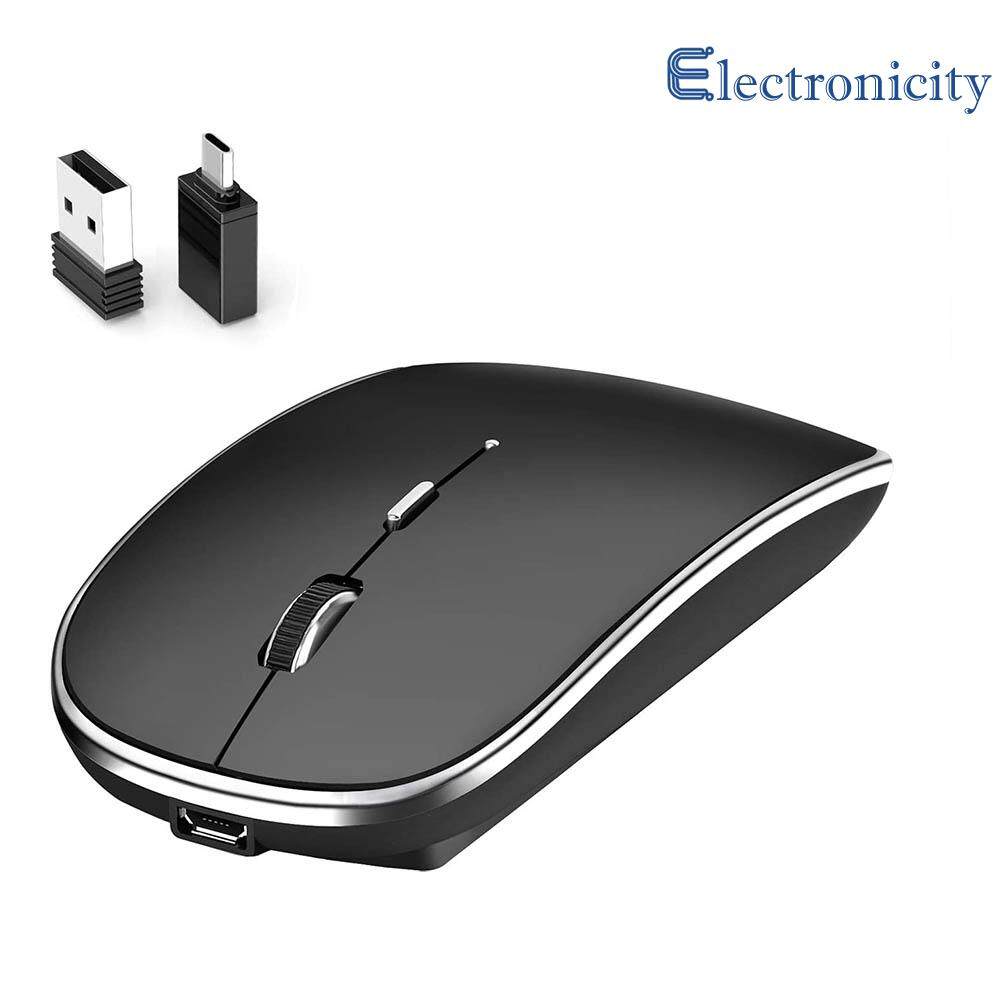 Silent Ergonomic Wireless Mouse with 2.4GHz USB Receiver + USB Type C