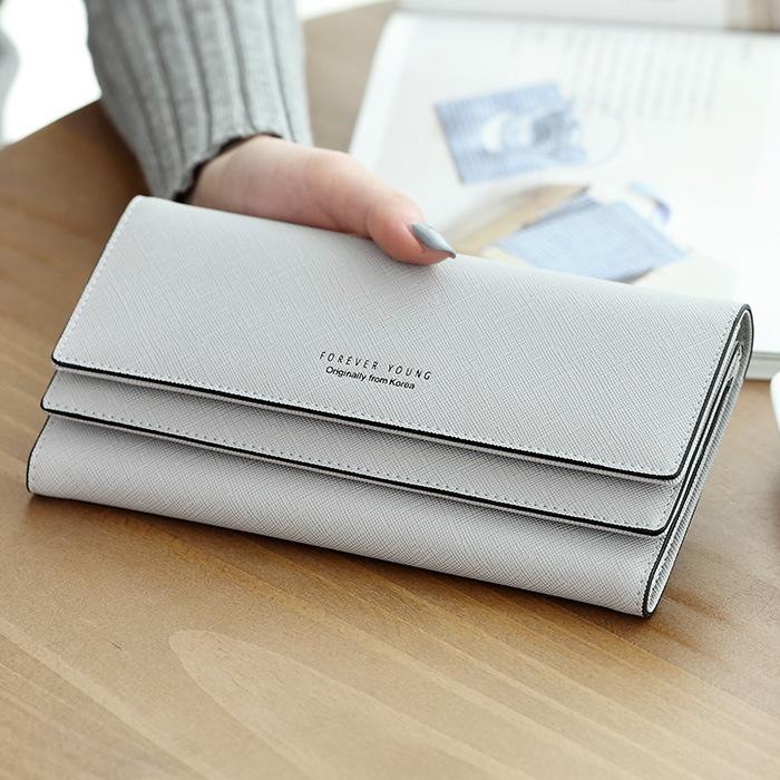 Women Long Wallet Cross Pattern Tri-fold Large-capacity Multi-Card Slots Multi-function Fashion Wallet Clutch