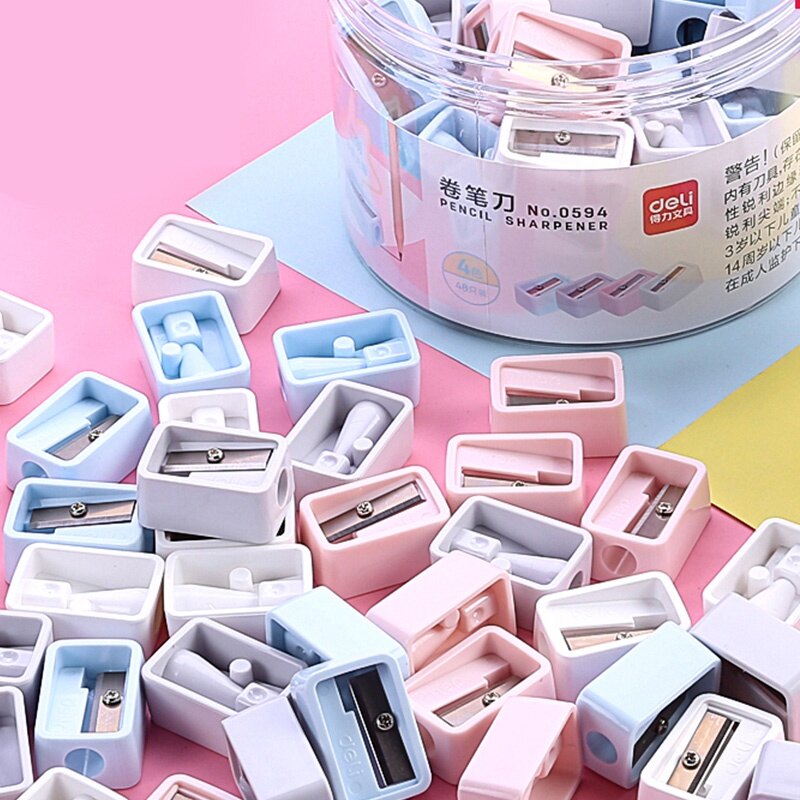 Random 1 Pc Deli 0594 Mini Simple Pencil Sharpener Colored