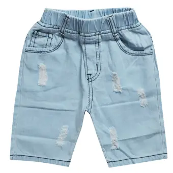 knee denim shorts