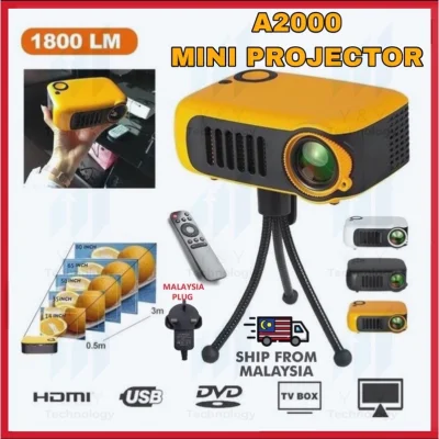 READY STOCK Mini Projector 4K A2000 1920*1080 Resolution Android WIFI LED Portable HD Beamer Home Cinema TV Projektor