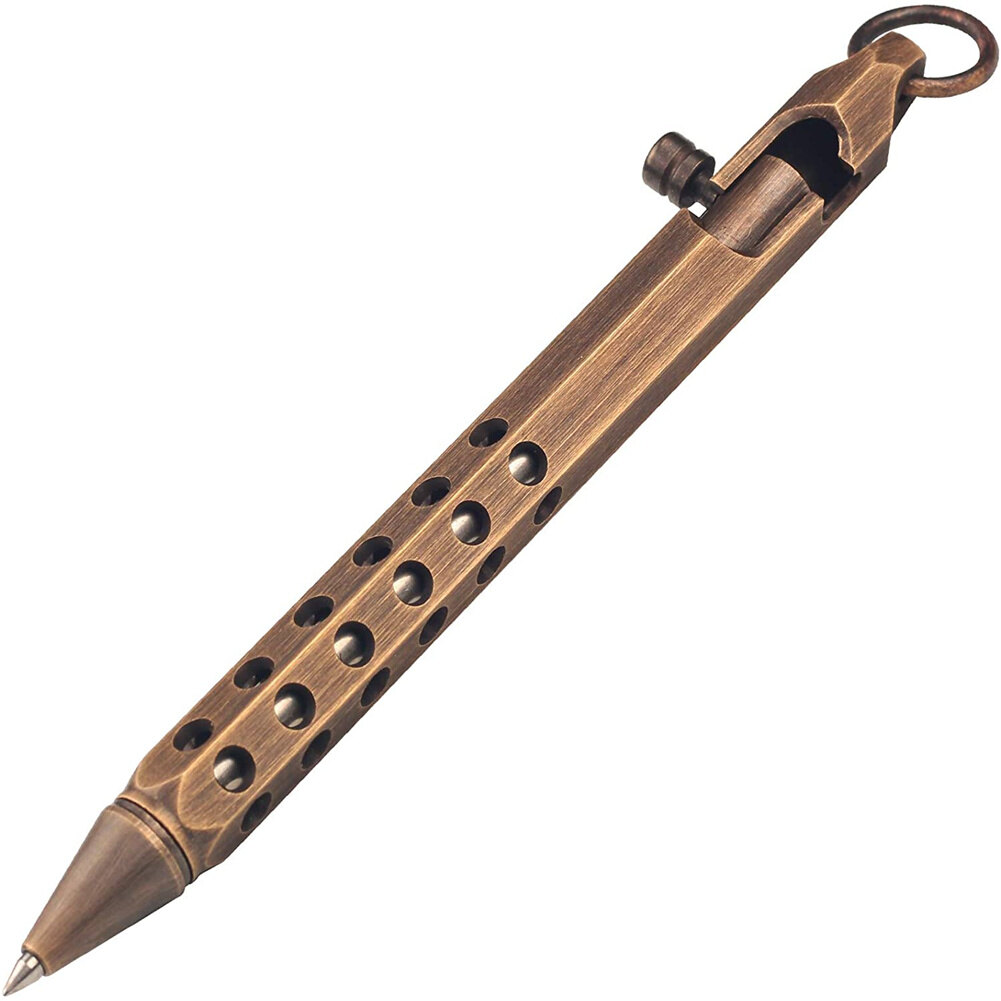 TM Solid Brass Bolt Action Pen Anti-skidding Hexagonal Six-edged Hollowed Handle Signature Pen For Pocket Edc Children Gifts