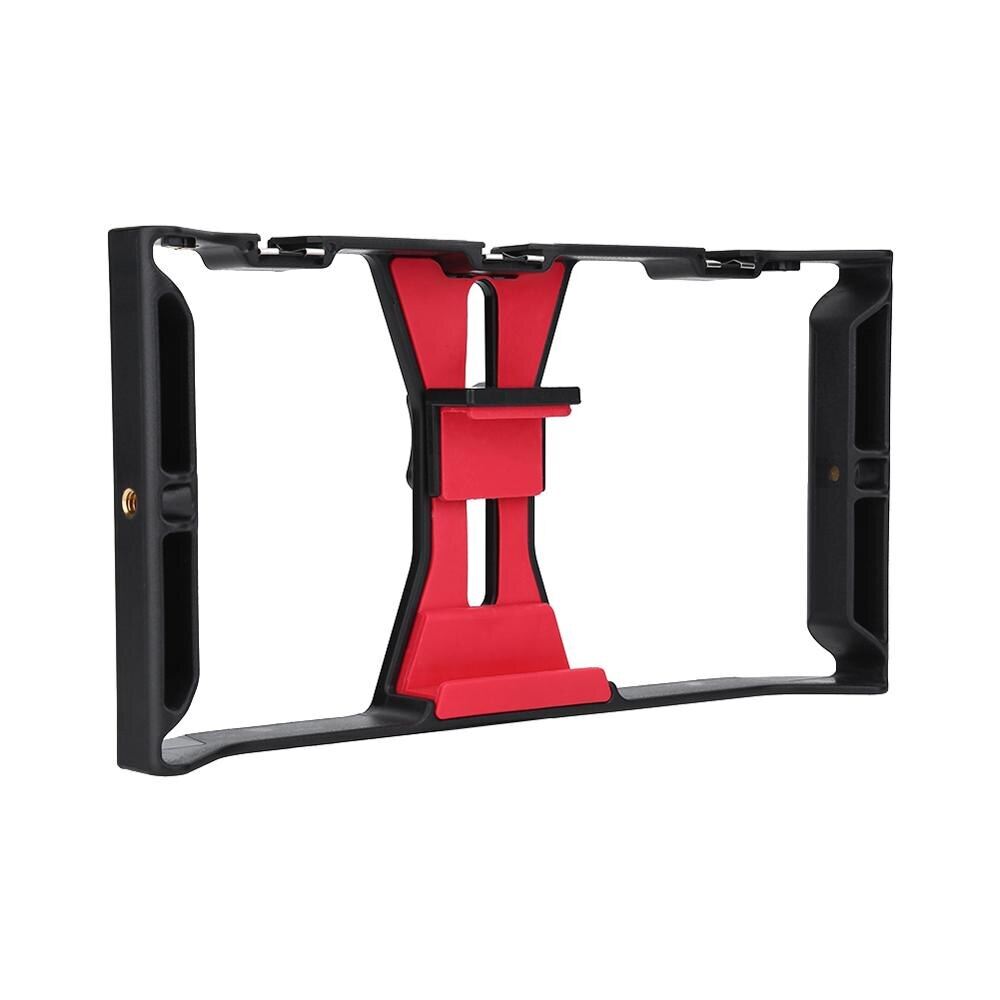 Dual Hanlde Adjustable Handheld Phone Stabilizer Smartphone Video Rig Hand Grip Filmmaking Case with 1/4in Screw Cold Shoe Mount