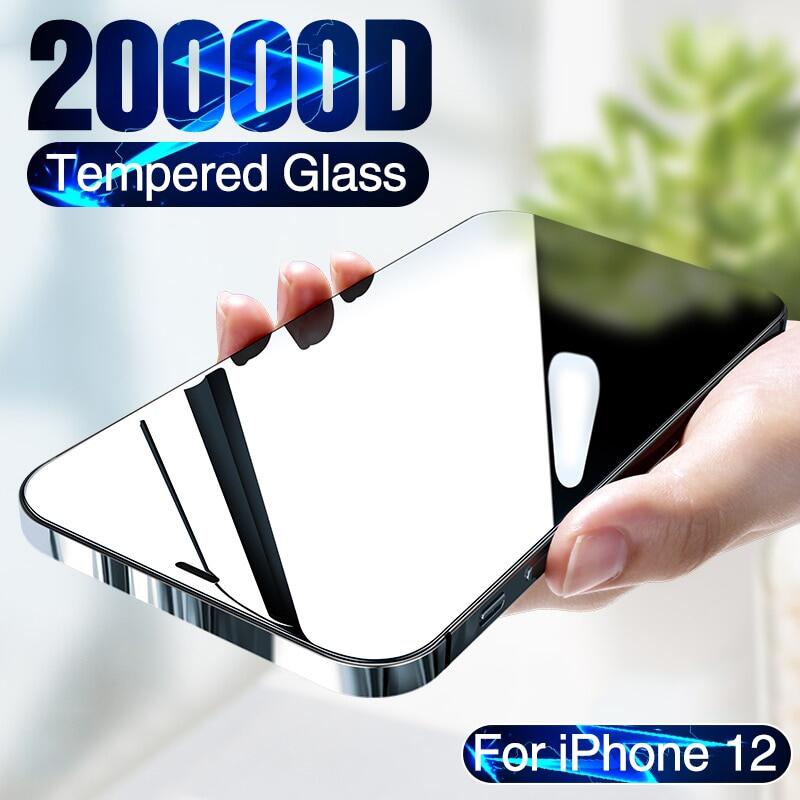 20000D Full Cover Tempered Glass for IPhone 12 Mini Screen Protector for IPhone 12 13 14 15 Pro Max Screen Protector IPhone 11Pro Max XR XS Max Glass Film 6 7 8 Plus SE 2020 Film