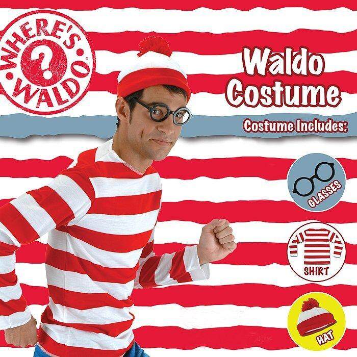 Mens Where's Wally Wheres Waldo Costume Shirt Hat Glasses Book Week Stag Party